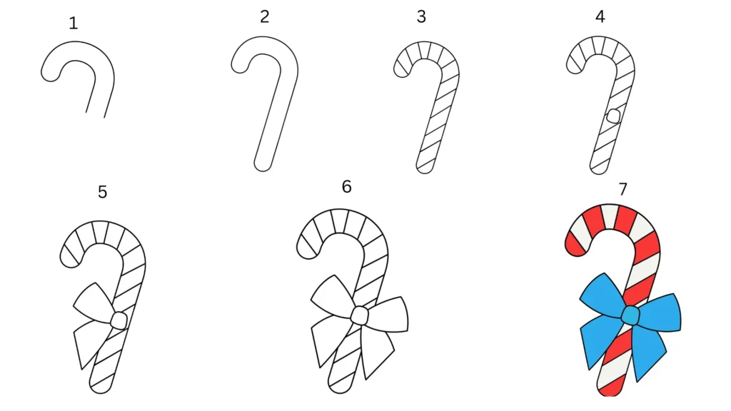 Christmas-Cane-Candy-Drawing-For-Kids-Color-All-in-one-view-drawing-process