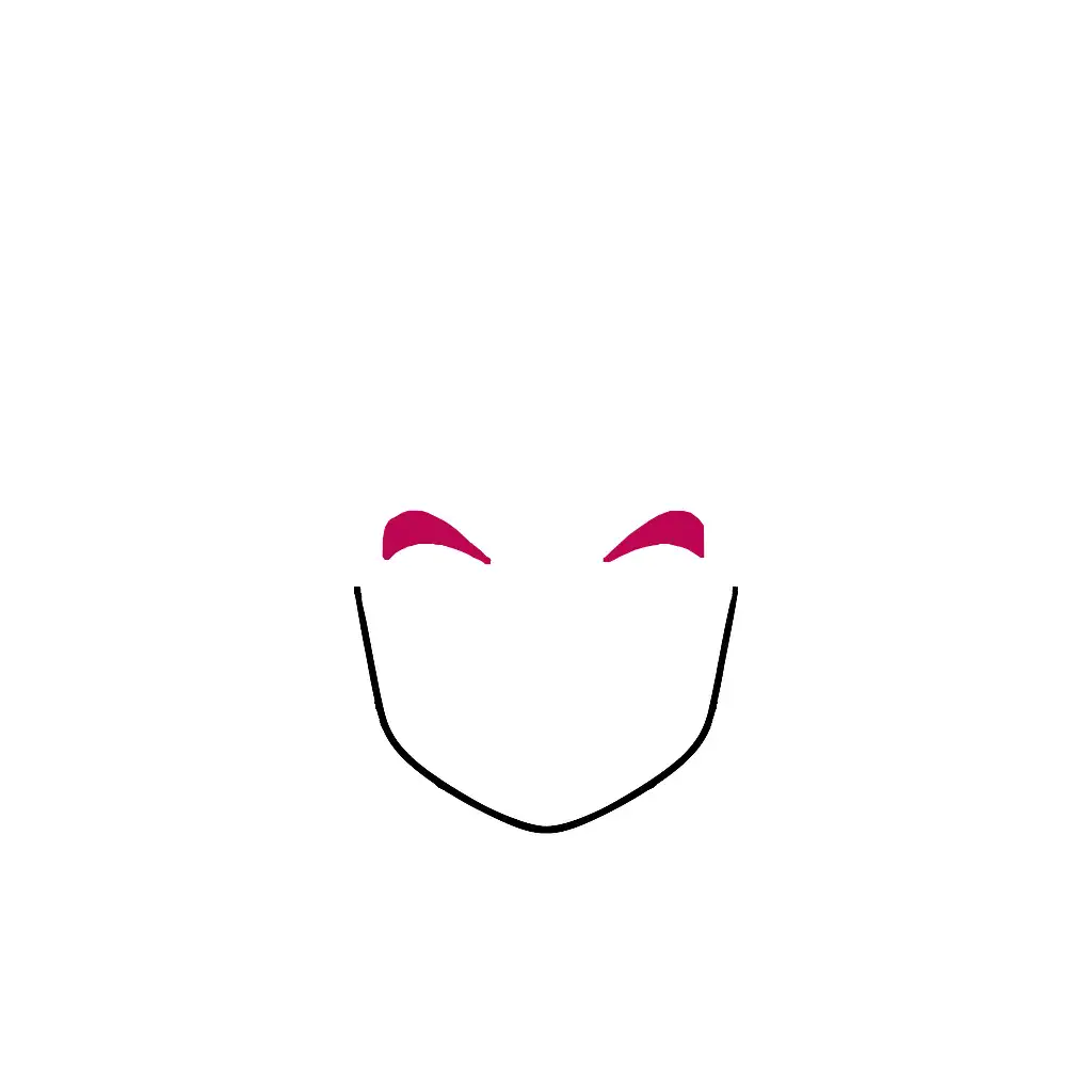 Step 2 Goku drawing – drawing thick anime eyebrows on Goku face outline (easy Goku drawing for beginners)
