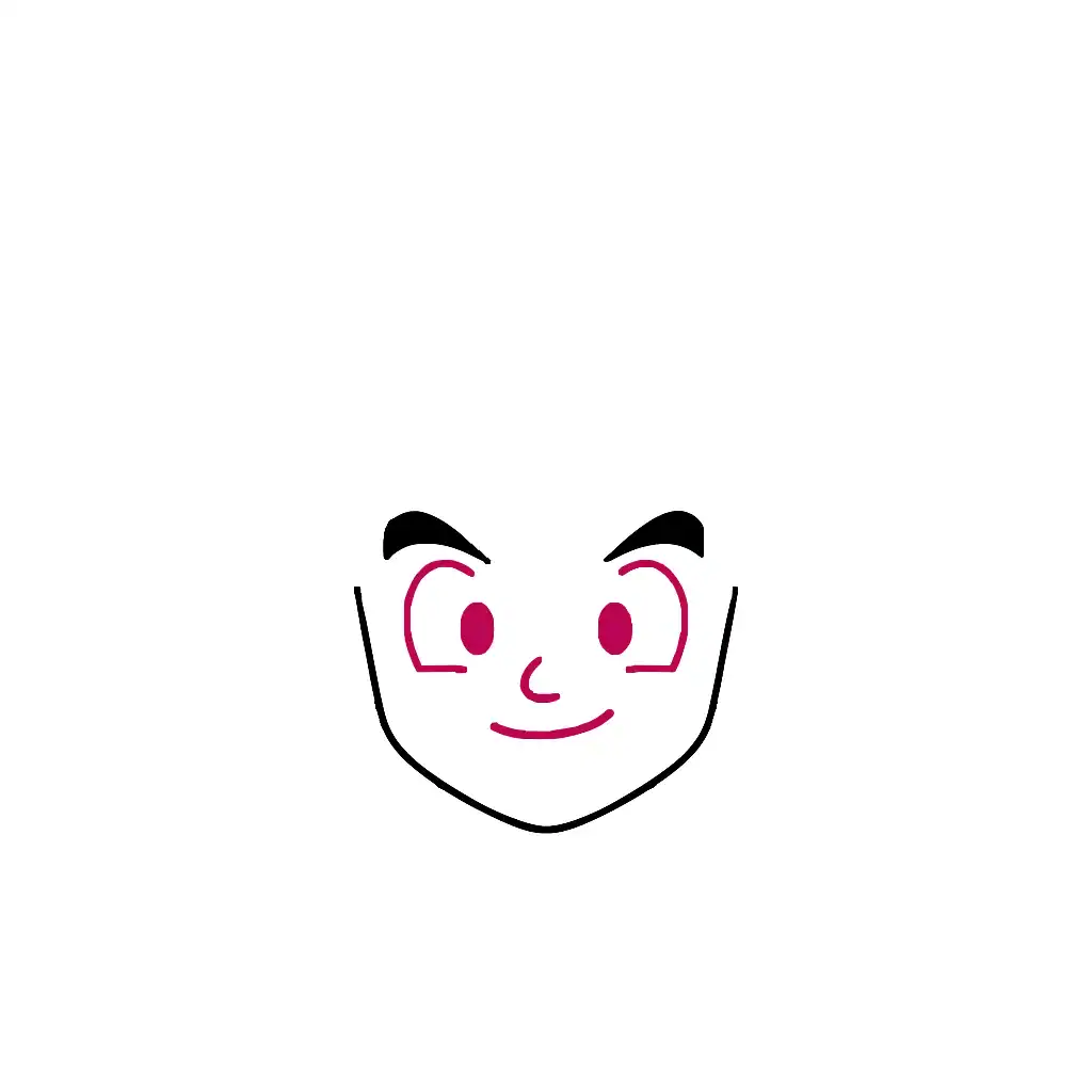 Step 3 Goku drawing – adding anime eyes, small nose, and smile to Goku face (easy Goku drawing step by step)