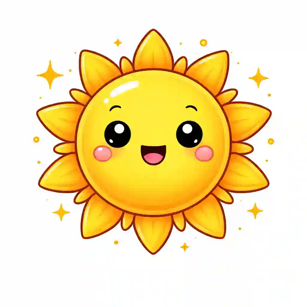 Sun drawing final step – colored cute sun
