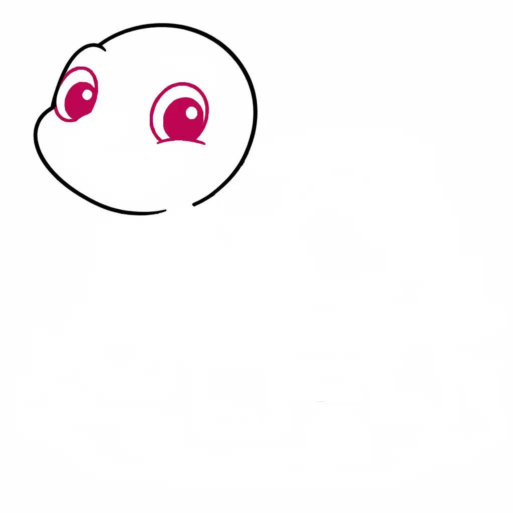 Step 2: Draw the Turtle’s Cute Cartoon Eyes (Cartoon Turtle Drawing)
