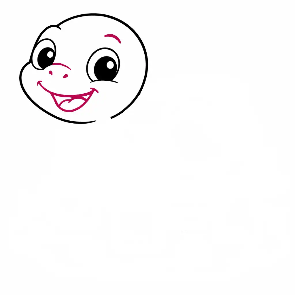 Step 3: Add the Turtle’s Facial Details (Cartoon Turtle Drawing)