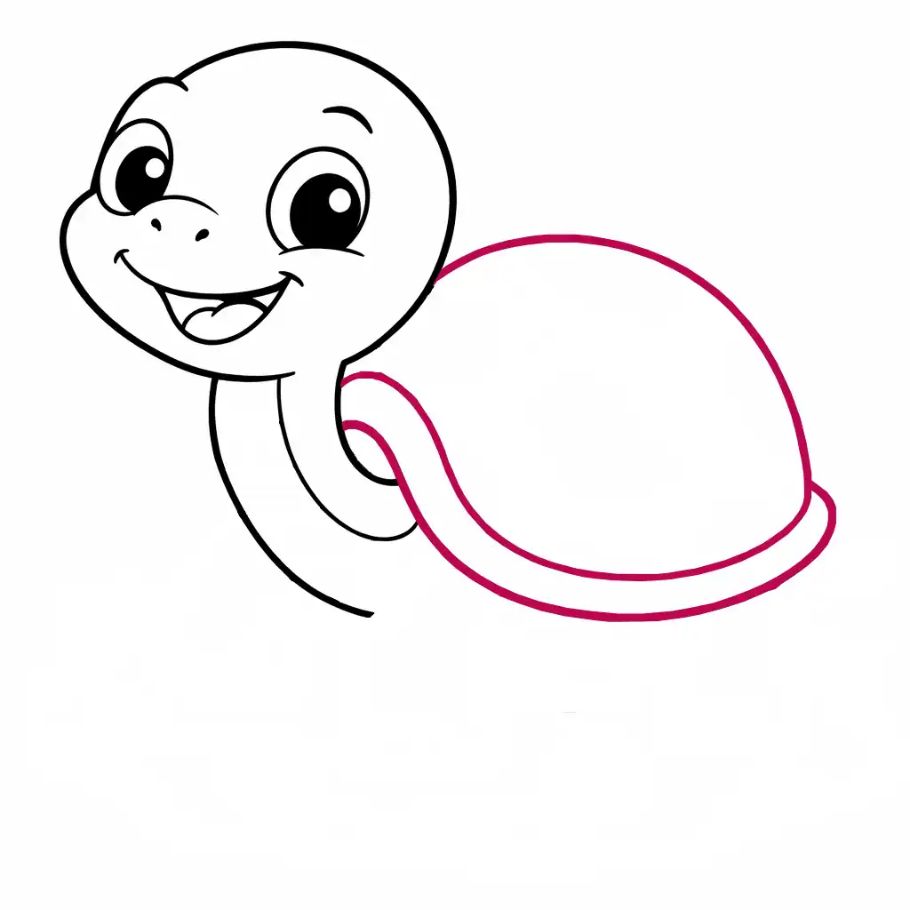 Step 5: Draw the Turtle’s Shell Outline (Cartoon Turtle Drawing)