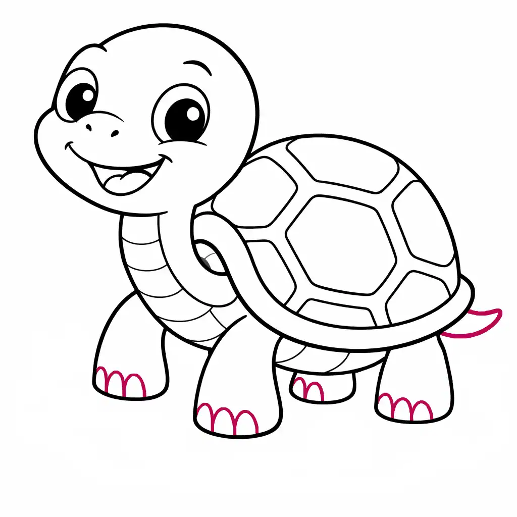 Step 9: Add Feet Details and Tail (Cartoon Turtle Drawing)
