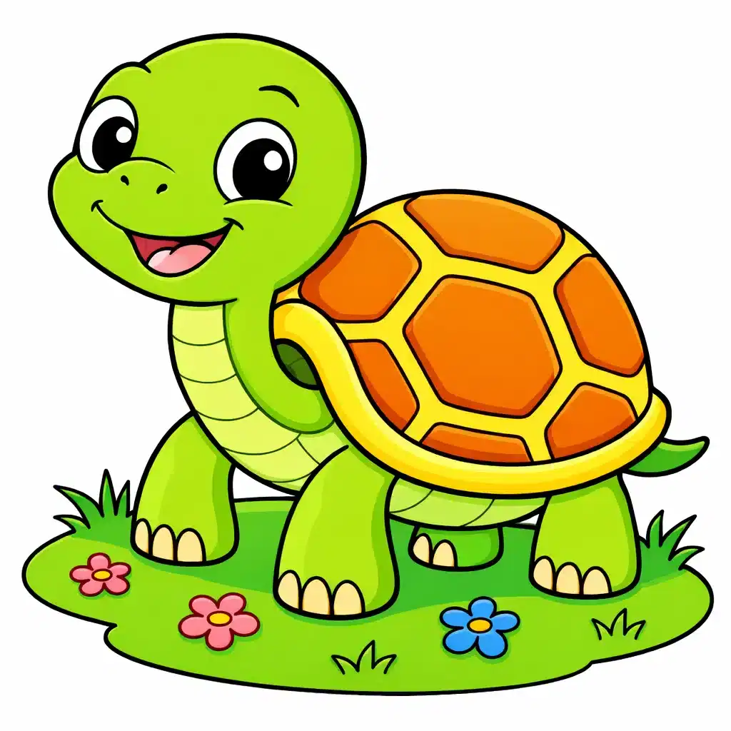 Step 12: Color Your Cartoon Turtle (Cartoon Turtle Drawing)